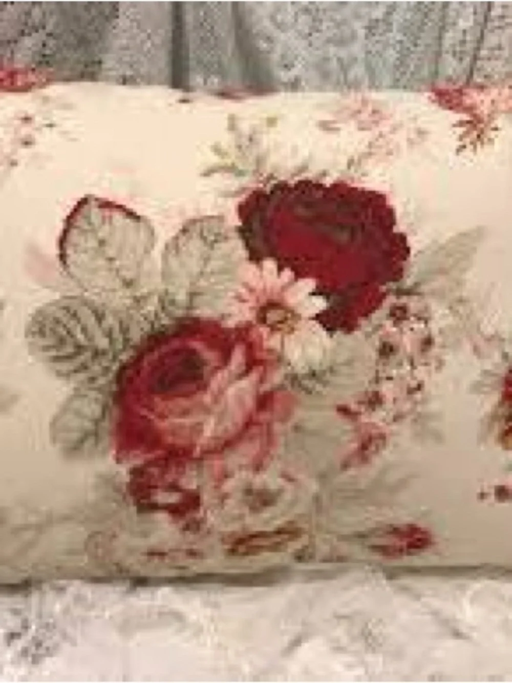 VTG Waverly Norfolk Rose Table Topper Square Ruffle Tablecloth Garden Room